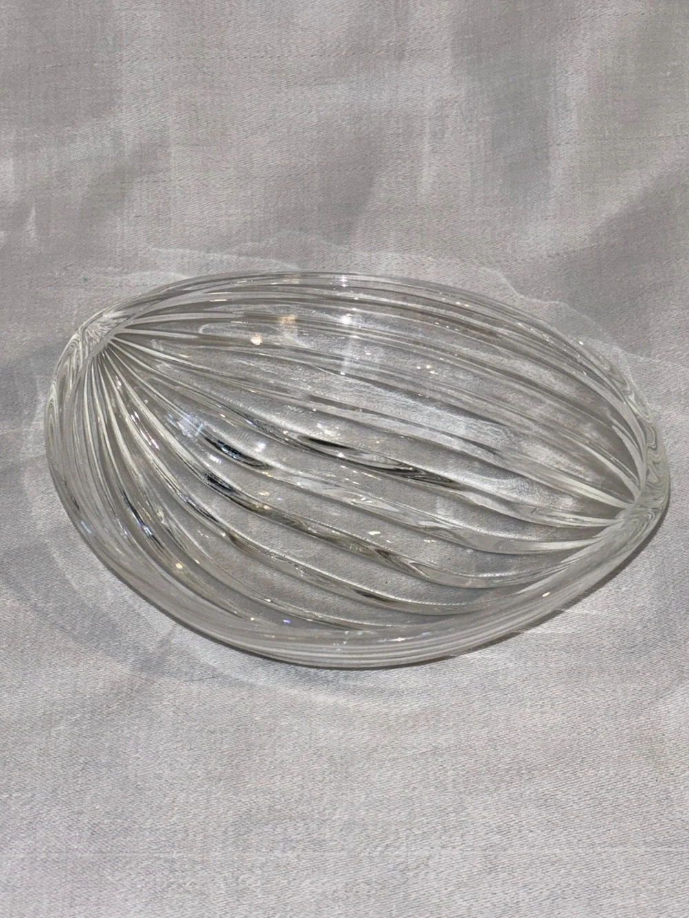 Vintage Clear Optic Swirl Glass Serving Bowl Set 7 Piece Mid Century Style